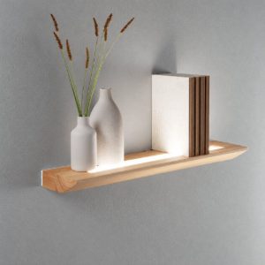 Applique per salotto mensola di legno quercia led 27w 3000k fabas luce linus