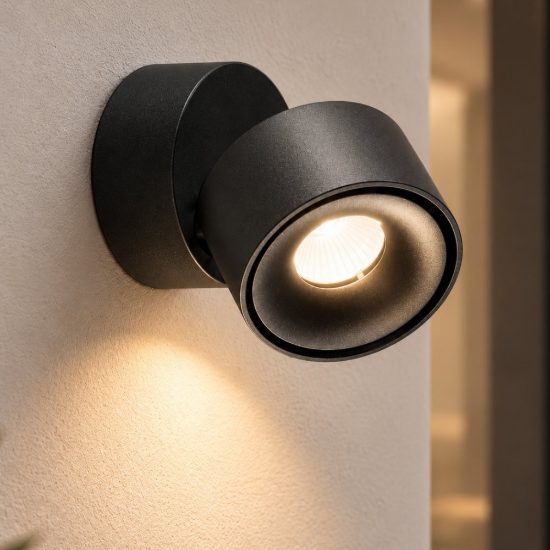 Perenz camera applique da parete con luce orientabile nera led 8w cct 3000k 4000k 6000k