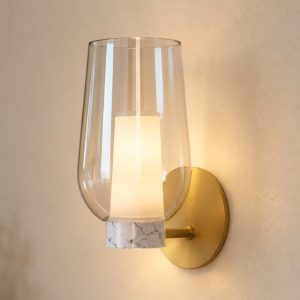 Applique 18cm oro bianco vetro per soggiorno