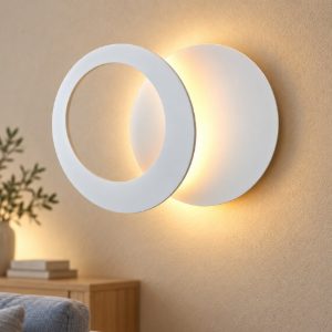 Applique led 10w 3000k 22cm tonda bianca per soggiorno design moderna