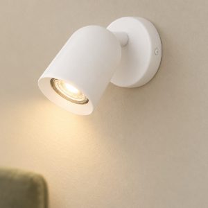 Eglo camaldoli applique con faretto gu10 orientabile 8,5cm per camera da letto moderna bianca