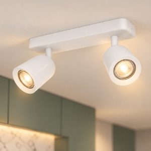Eglo camaldoli plafoniera con 2 faretti gu10 orientabili 30cm per cucina moderna bianca