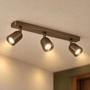 Eglo camaldoli plafoniera con 3 faretti gu10 orientabili 52cm per corridoio moderna bronzo scuro