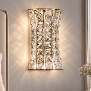 Applique da parete classica cromo cristallo per soggiorno led 12w 3500k 18cm