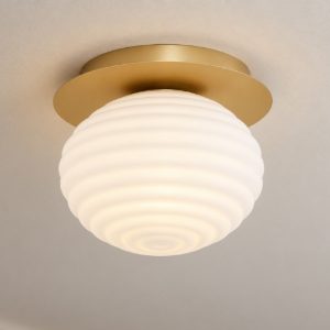 Applique per camera da letto moderna bianco latte e oro vetro 26cm