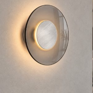 Applique da parete per soggiorno fume e nichel foggy led 17w 3000k