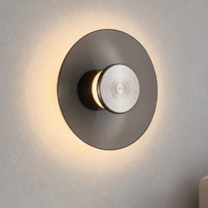Applique per soggiorno fume e nichel foggy led 7w 3000k dimmerabile