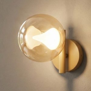 Applique da parete oro sfera di vetro cristallo led 6w 3000k