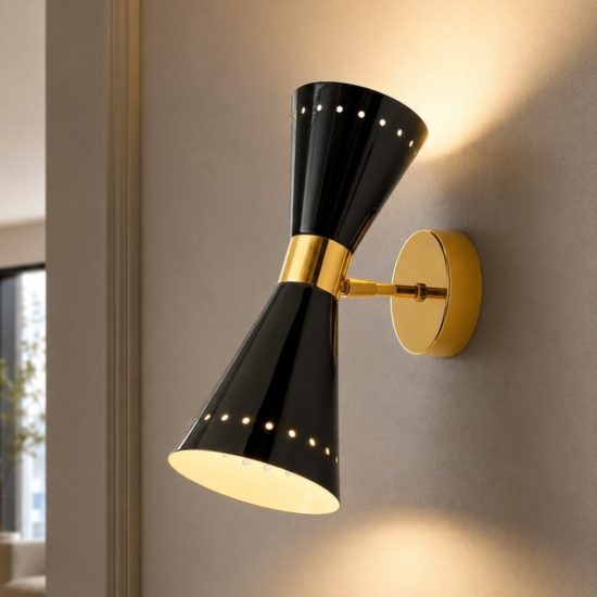 Applique moderna oro 2 luci e14 stilnovo megafono
