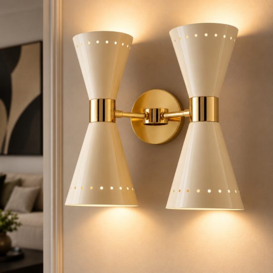 Applique classica oro per soggiorno stilnovo megafono