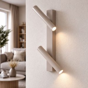 Ondaluce applique da parete tortora teddy due luci led orientabili 3000k dimmerabile
