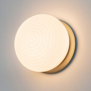 Ondaluce tondo applique da parete sfera vetro bianco metallo oro