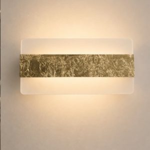 Applique per cucina led 16w cct 3000k 4000k moderna da parete foglia oro 26cm
