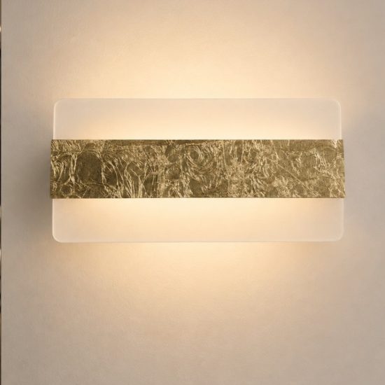 Applique per cucina led 16w cct 3000k 4000k moderna da parete foglia oro 26cm