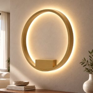 Maytoni rim applique da parete led 25w 3000k per camera da letto moderna anello ottone