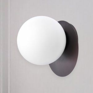 Applique per salotto led 12w 3000k vivida pearl bronzo sfera vetro bianco