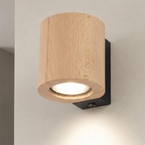 Applique per comodino camera da letto con interruttore in legno scandinavo