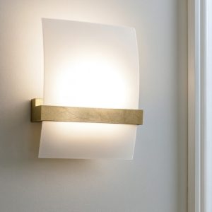 Applique legno foglia oro wood top light