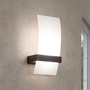 Lampada da parete moderna di vetro struttura legno wenge
