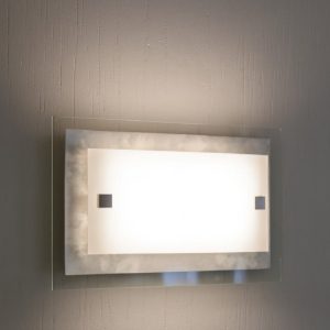 Applique da parete in metallo foglia argento e vetro