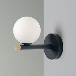 Miloox pomi applique moderna nero sfera vetro bianco