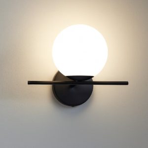 Jugen miloox sforzin applique moderna nero vetro boccia bianca