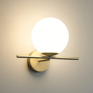 Jugen miloox applique da interno oro sfera vetro bianco