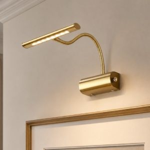 Applique classica da parete per quadro ottone satinato led 4w 3000k