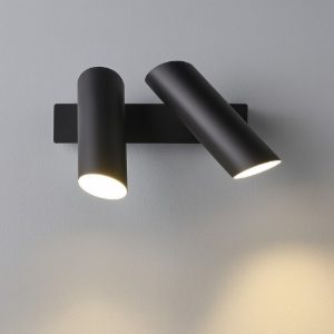 Applique da parete 2 orientabili moderna metallo nero gu10