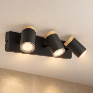 Eglo consuma plafoniera con 3 faretti gu10 orientabili 40cm ip44 per bagno moderna nera e marrone