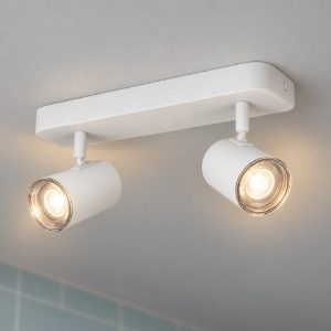 Eglo consuma 1 plafoniera con 2 faretti gu10 orientabili 28cm ip44 per bagno moderna bianca