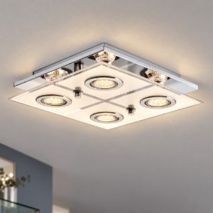 Eglo cabo plafoniera 4 luci gu10 led 11,2w 3000k 29cm per ingresso moderna cromo
