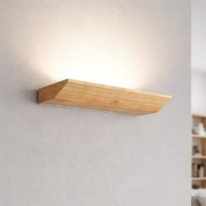 Applique mensola da parete di legno quercia moderna fabas luce linus led 14w 3000k