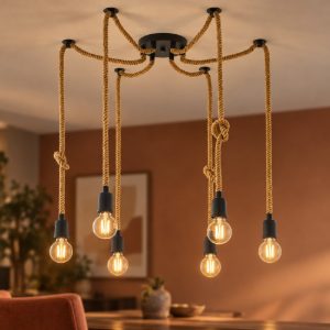 Eglo rampside lampadario a sospensione 6 luci 18cm per sala da pranzo industriale nero