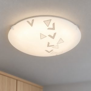 Eglo mars plafoniera 25cm per cucina moderna bianca con decoro a triangoli