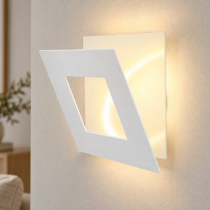 Applique led 12w 3000k 14cm quadrata bianca per soggiorno