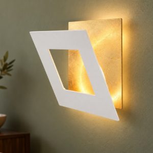 Applique design led 40w 3000k 40cm quadrata bianco oro per soggiorno