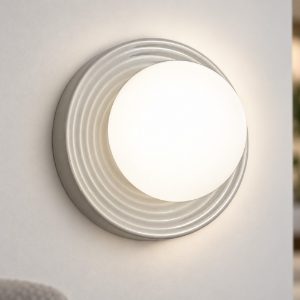 Applique ceramica grigio lucido sfera di vetro perenz ceramic