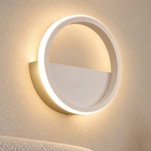 Applique rotonda design moderna led 8w 3000k 20cm bianca per soggiorno