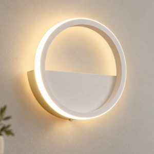 Applique rotonda design moderna led 8w 3000k 25cm bianca per soggiorno