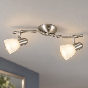 Eglo dakar 1 plafoniera con 2 faretti e14 orientabili 37cm per ingresso moderna nichel