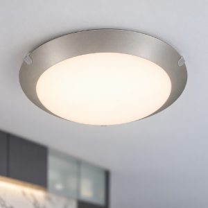Eglo mars 1 plafoniera 25cm per cucina moderna bianca con bordo argento