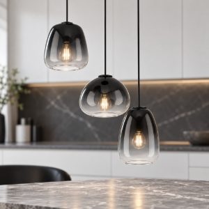 Eglo aguilares lampadario a sospensione 3 luci 43cm per cucina moderno nero