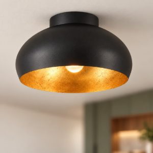 Eglo mogano 2 plafoniera 28cm per cucina moderna nera e oro