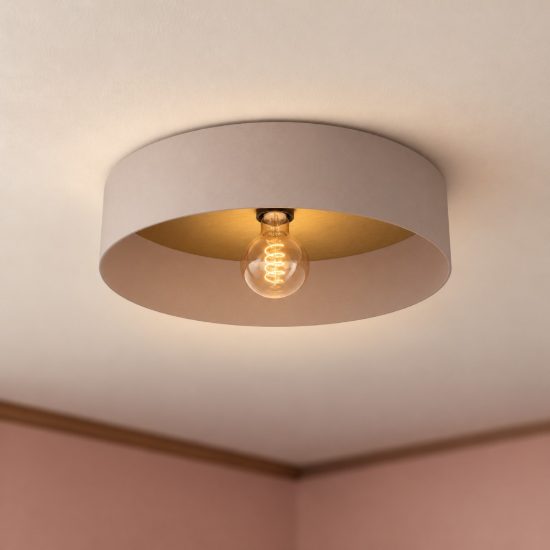 Eglo duaia plafoniera 42cm per camera da letto moderna taupe e legno