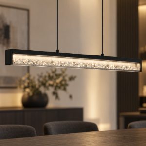 Eglo cardito 1 lampadario led 36w cct 2700k 5000k 100cm per sala da pranzo moderno con cristalli nero