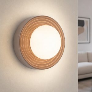 Applique tondo moka moderno di porcellana e vetro