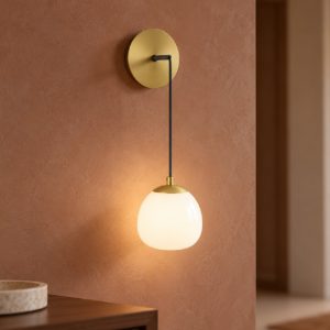 Applique moderna per soggiorno oro nero e opale vetro da parete 13cm