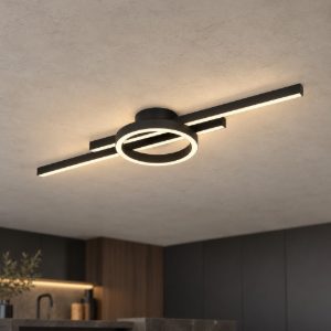 Eglo amandolo plafoniera led 23,5w rgb 2700k 6500k 77,5cm con telecomando per cucina moderna nera
