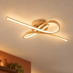 Eglo selvina 2 plafoniera led 20,5w 3000k 68cm per soggiorno moderna marrone chiaro